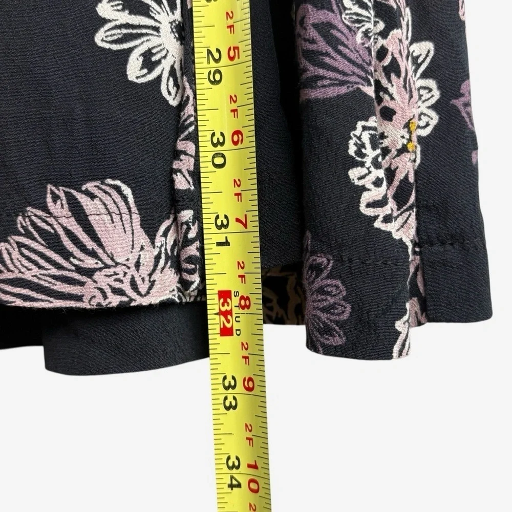 FREE PEOPLE Blue Hawaii Black Mini Dress Sz XS Floral 100% Viscose Boho